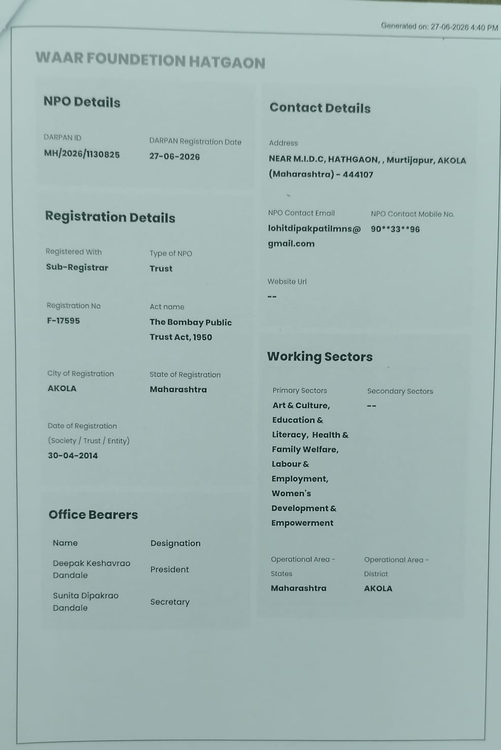 Darpan Registration